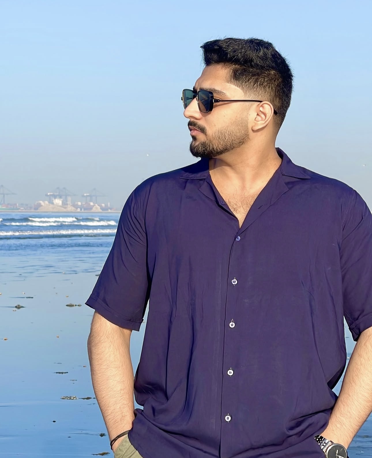 Resort Cuban Shirt — Navy Blue thumbnail