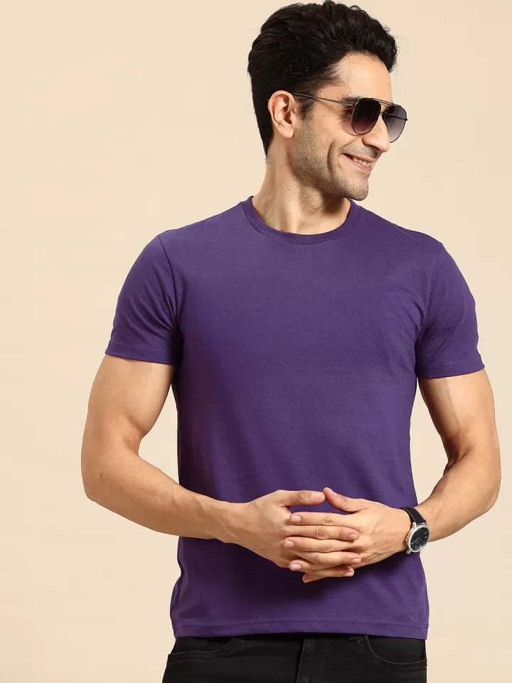 Essential Crew Neck Tee — Purple alternate view