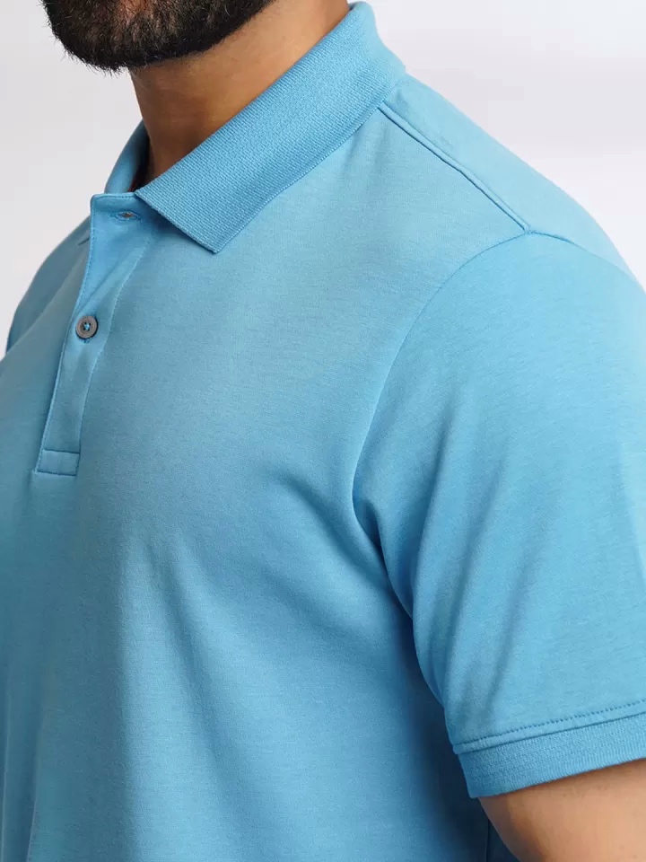 Classic Cotton Polo — Sky Blue alternate view