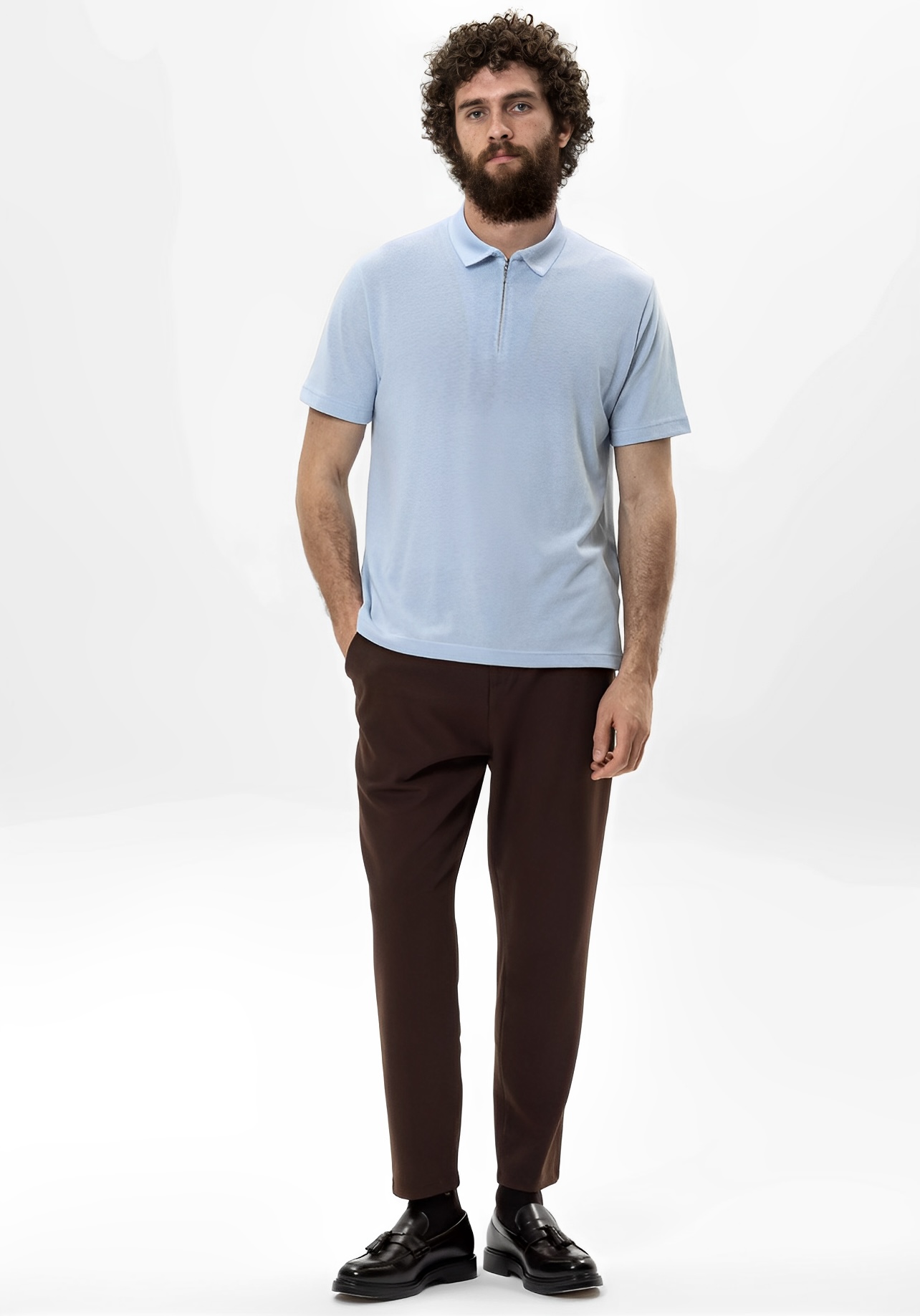 Quarter-Zip Polo — Sky Blue â€” buy at CrissCross