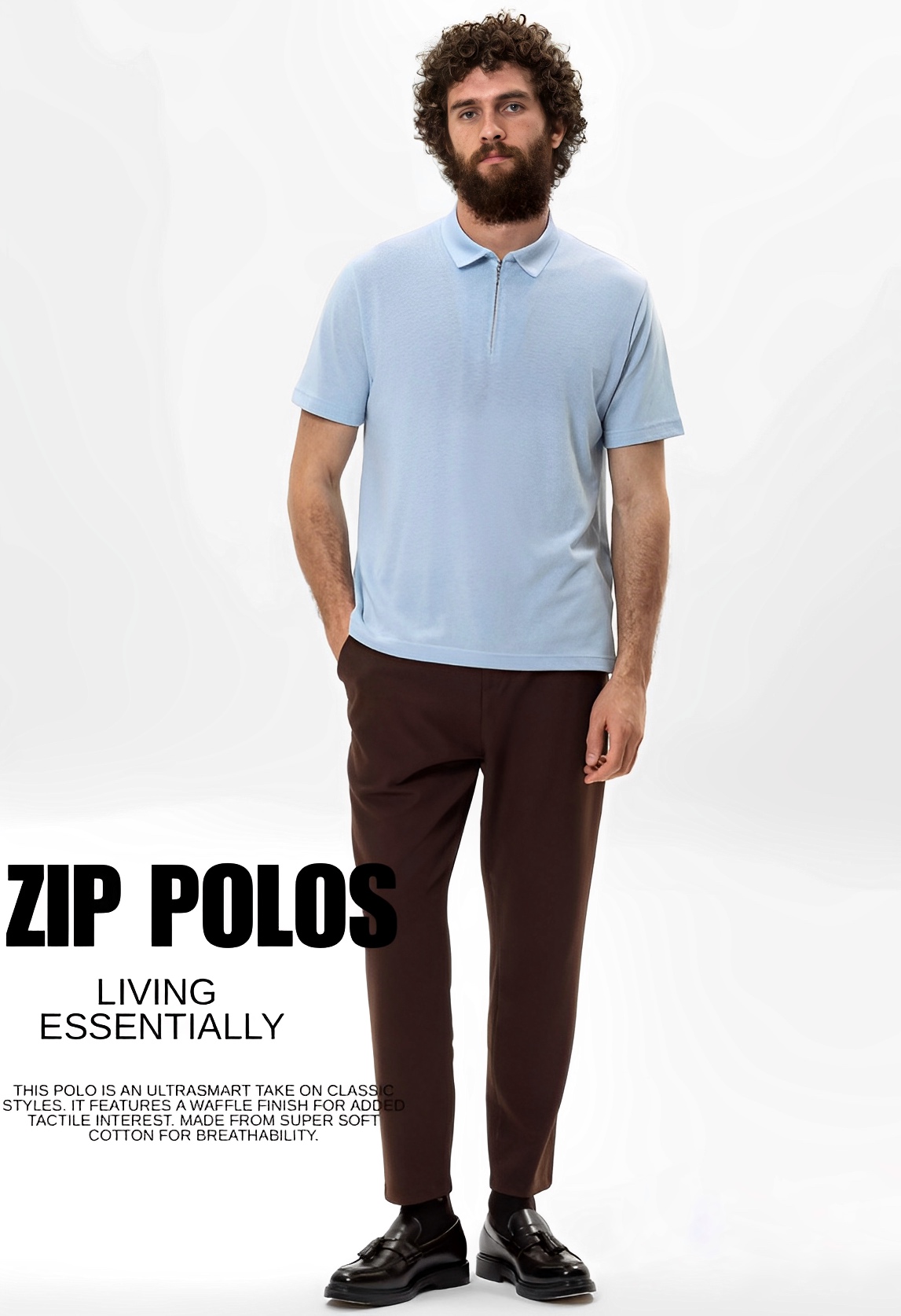Quarter-Zip Polo — Sky Blue thumbnail