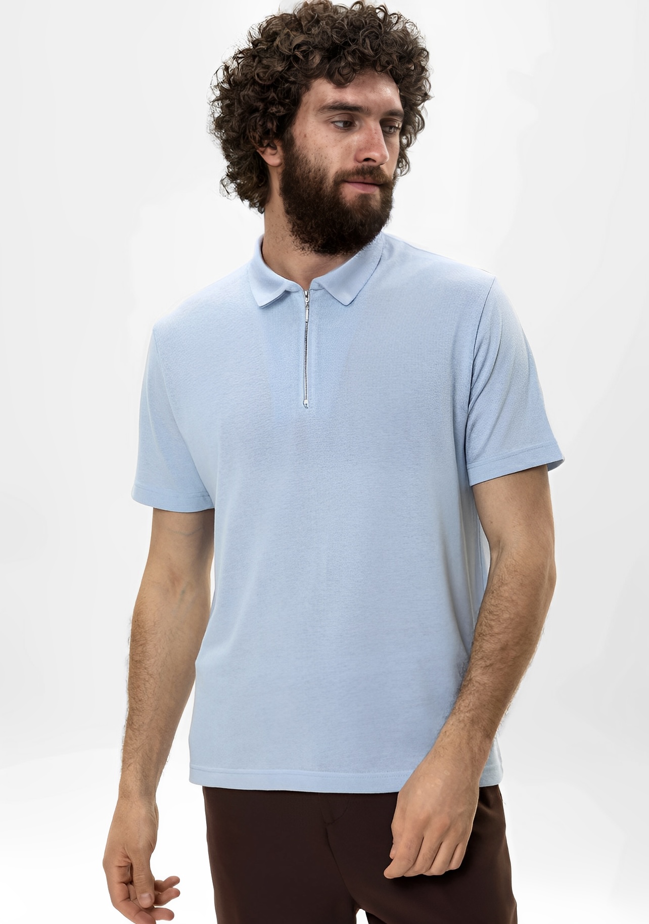 Quarter-Zip Polo — Sky Blue thumbnail