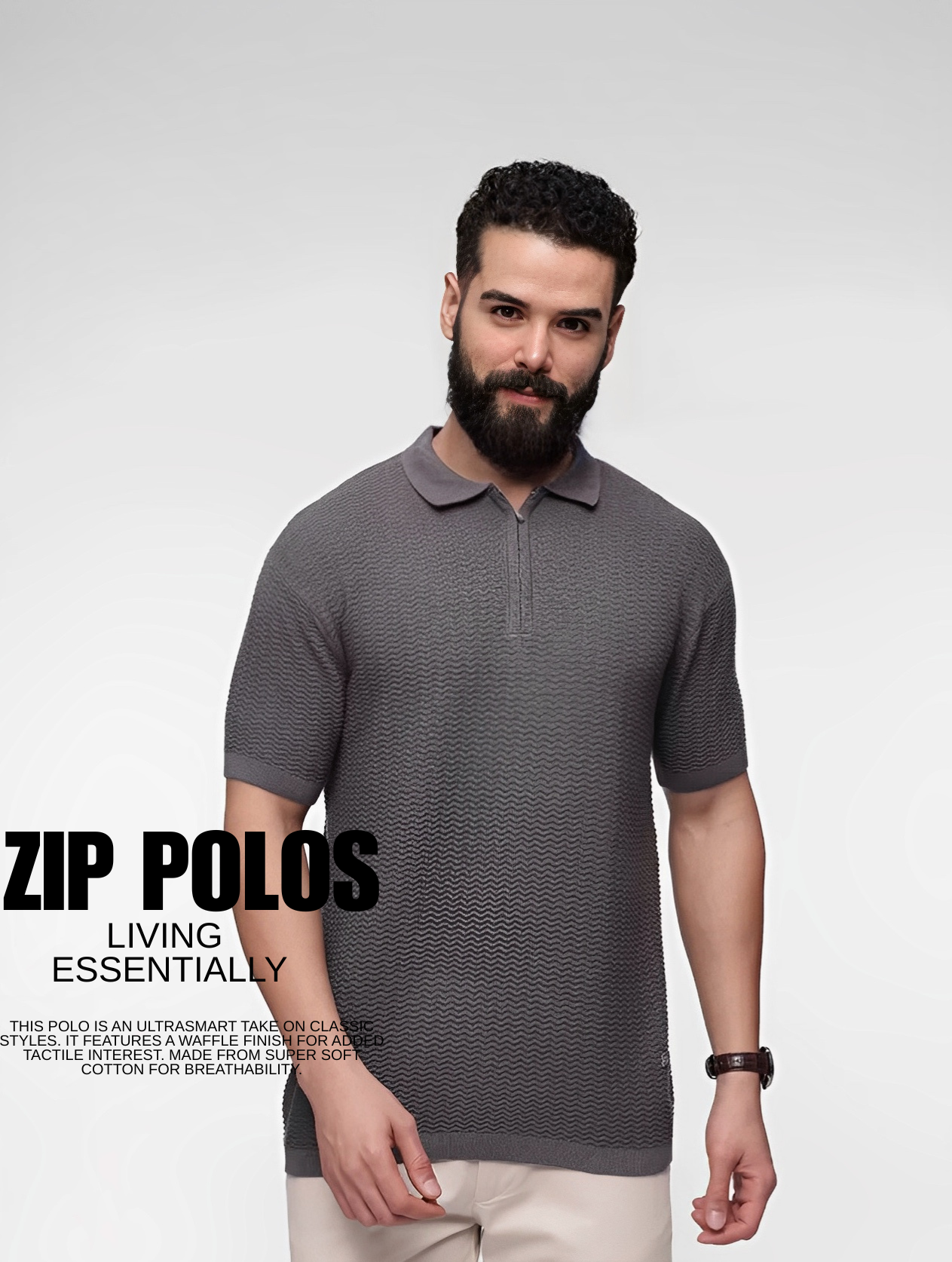 Quarter-Zip Polo — Gray â€” buy at CrissCross