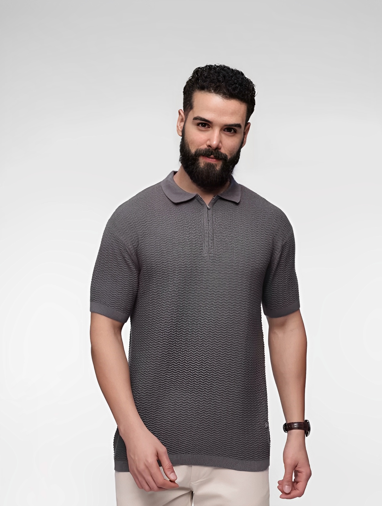 Quarter-Zip Polo — Gray alternate view
