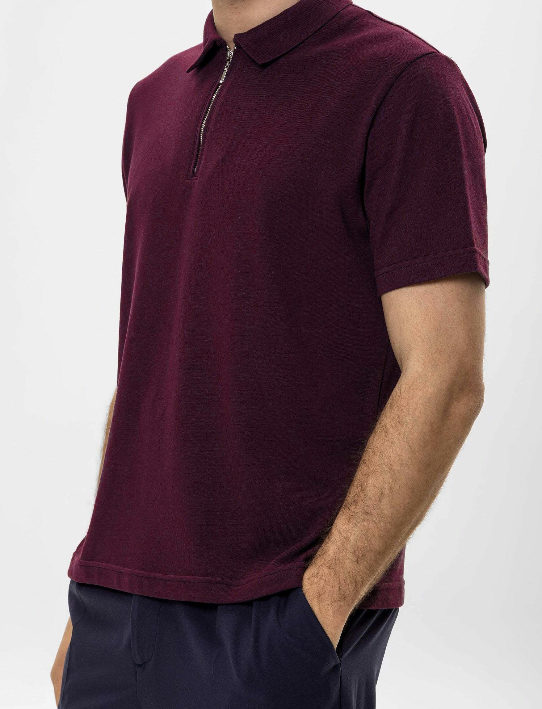 Quarter-Zip Polo — Maroon â€” buy at CrissCross