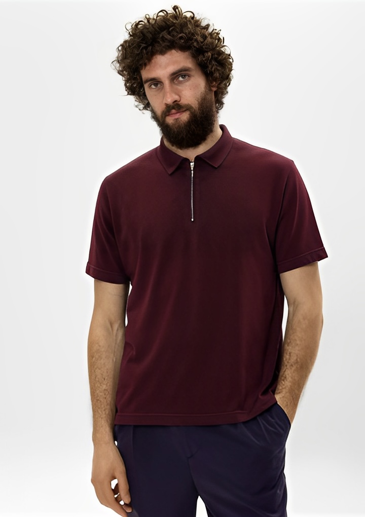 Quarter-Zip Polo — Maroon alternate view
