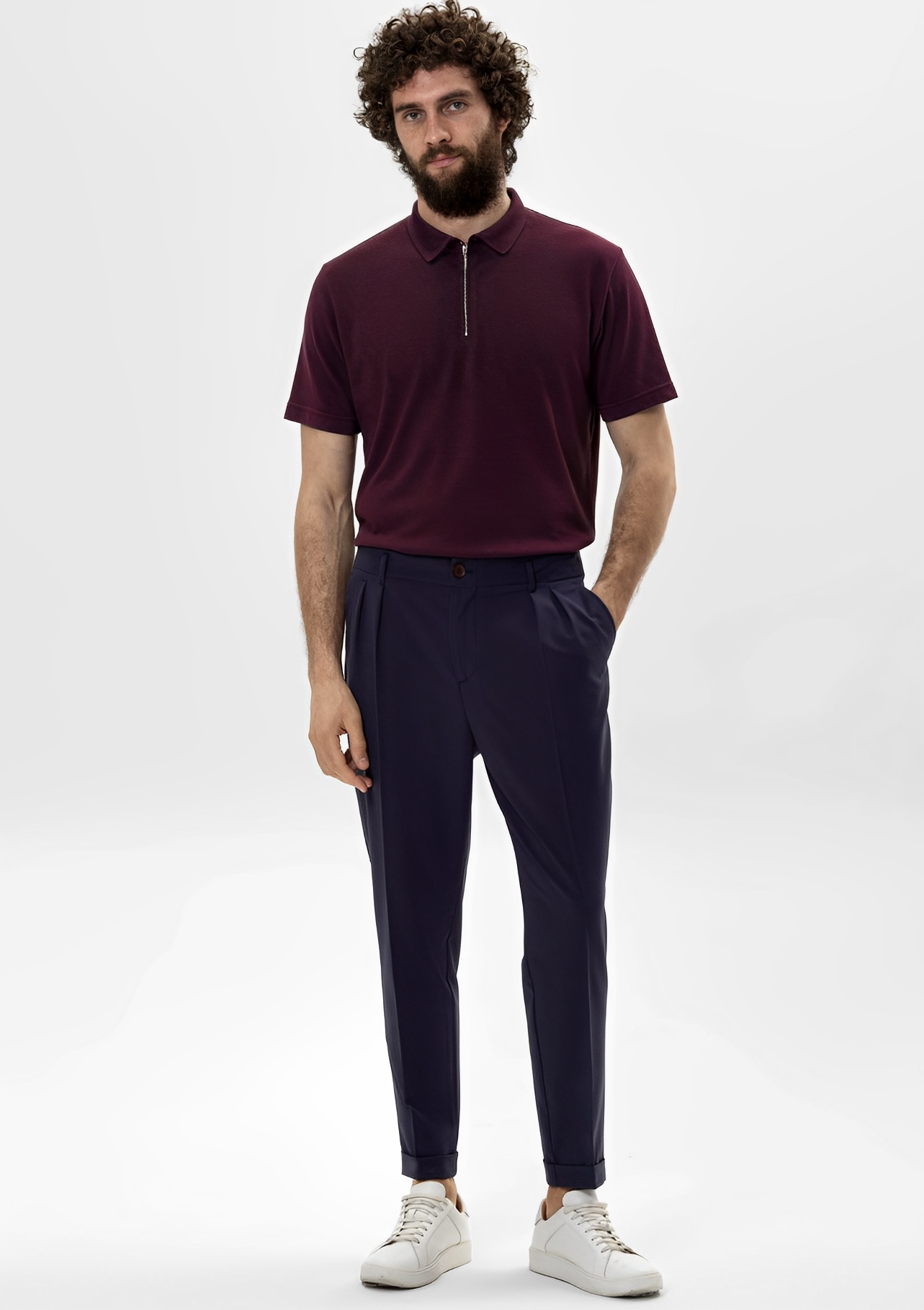Quarter-Zip Polo — Maroon thumbnail